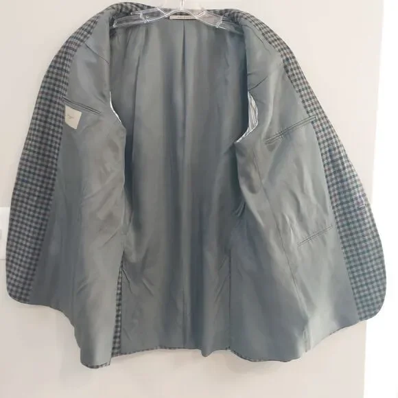 Burberry Gray, Brown, Black Plaid Blazer Jacket Cashmere Blend Sz 40 REG - Picture 5 of 16
